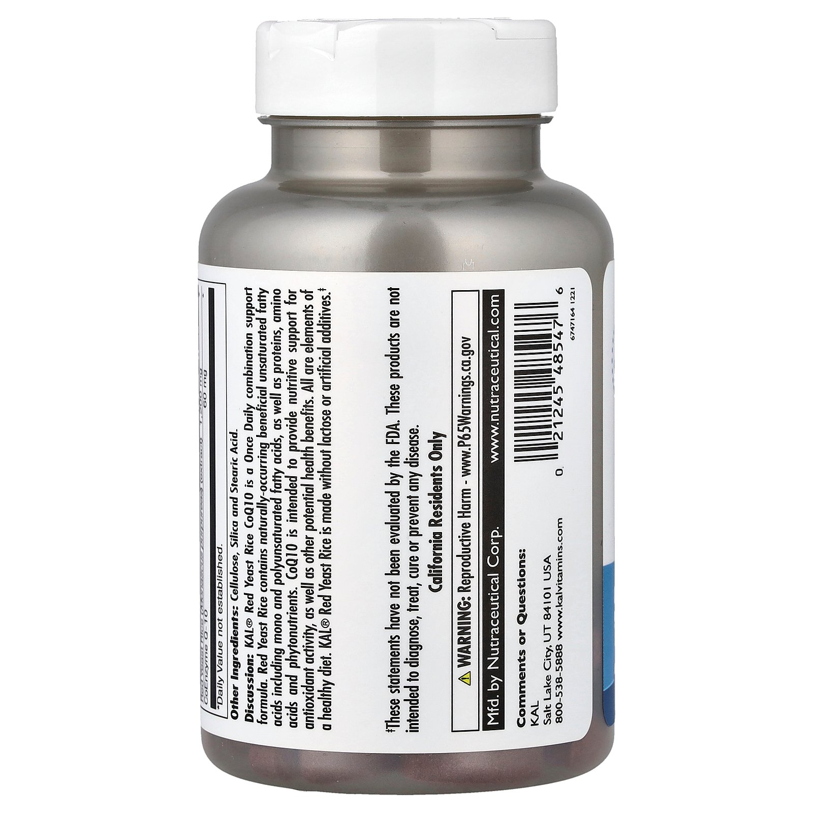 KAL Red Yeast Rice, CoQ-10, 1,200 mg/ 60 mg, 30 Tablets