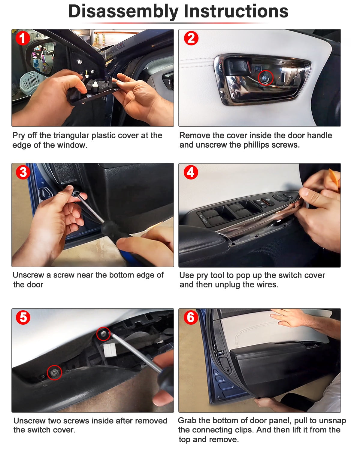 KBH Front Door Panel Armrest Cover Replacement for Toyota Avalon 2013-2018, Anti-Scratch Leather Arm Rest Skin Upholstery, 1 Pair, Black (Leather Part Only)