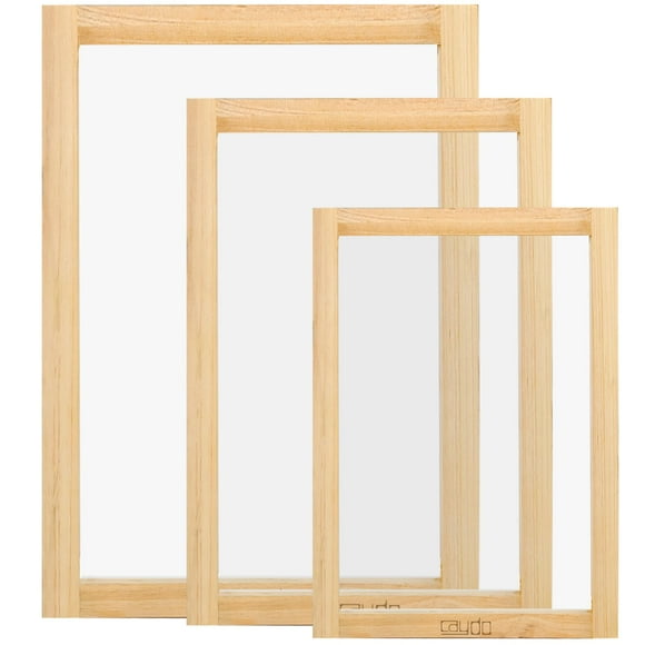 Caydo 6 Pieces 3 Size Wood Silk Screen Printing Frame with Mesh for Screen Printing, 10 x 14 Inch, 8 x 12 Inch, 6 x 10 Inch