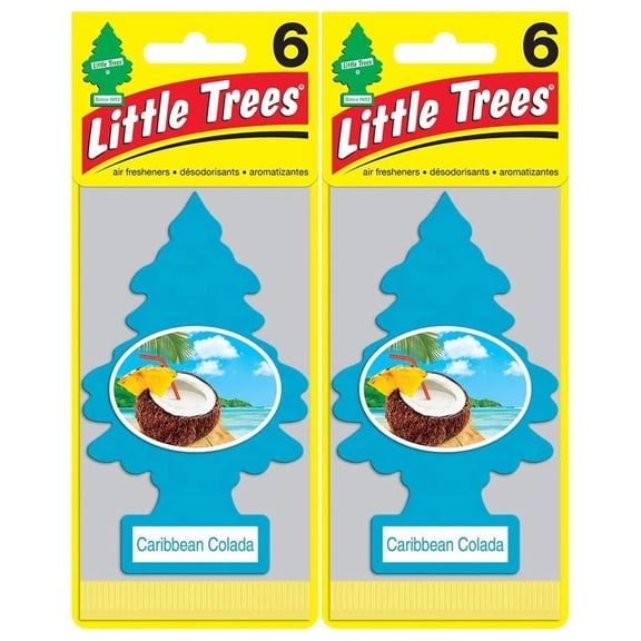 LITTLE TREES Car Air Freshener Hanging Tree, Caribbean Colada (12 Pack)