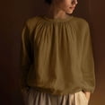 thumbnail image 2 of Ashirexll Tops for Women Trendy, Fashion Solid Color Round Neck Wrinkled Pullover Long Sleeve Shirts, 2 of 7