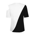 thumbnail image 4 of Fesfesfes Women'S Summer Tops Casual Comfortable Patchwork Color Cold Shoulder Button Splicing Short Sleeved Round Neck T-Shirt(Black,XL), 4 of 7