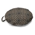 thumbnail image 1 of Damask Round Floor Cushion with Handle, Spiral Aboriginal Patterns Tribal Motifs in Monochrome Design Traditional Art, Pillow for Living Room & Dorms, 18" Round, Tan and Dark Grey, by Ambesonne, 1 of 4