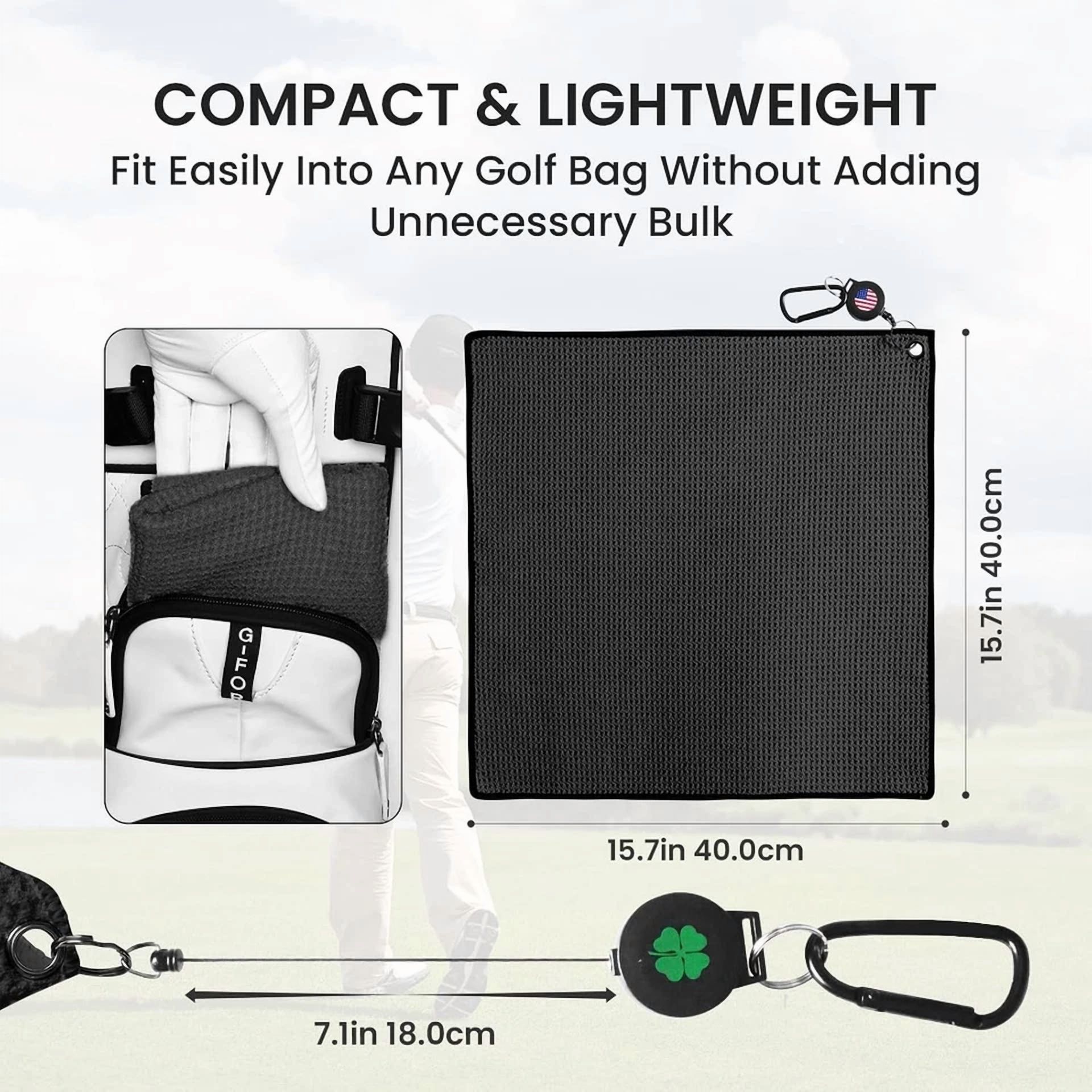 CIRCLE- Golf Towels With Magnetic Carabiner 16X16 Inch Microfiber
