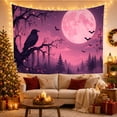 thumbnail image 3 of Black Raven Above a Misty Forest Under Pink Moon, Eerie Gothic for Dark Art Lovers, Woodland Decor, Halloween Gift, Tapestry Wall Hanging for Bedroom and Living Room, 3 of 7