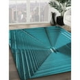 thumbnail image 3 of Ahgly Company Machine Washable Indoor Square Transitional Dark Turquoise Green Area Rugs, 3' Square, 3 of 7