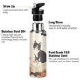 thumbnail image 3 of Yayeee 20oz Insulated Water Bottle Double Wall Stainless Steel with Flip Straw Lid, Gray Cartoon Halloween Cat, 3 of 7