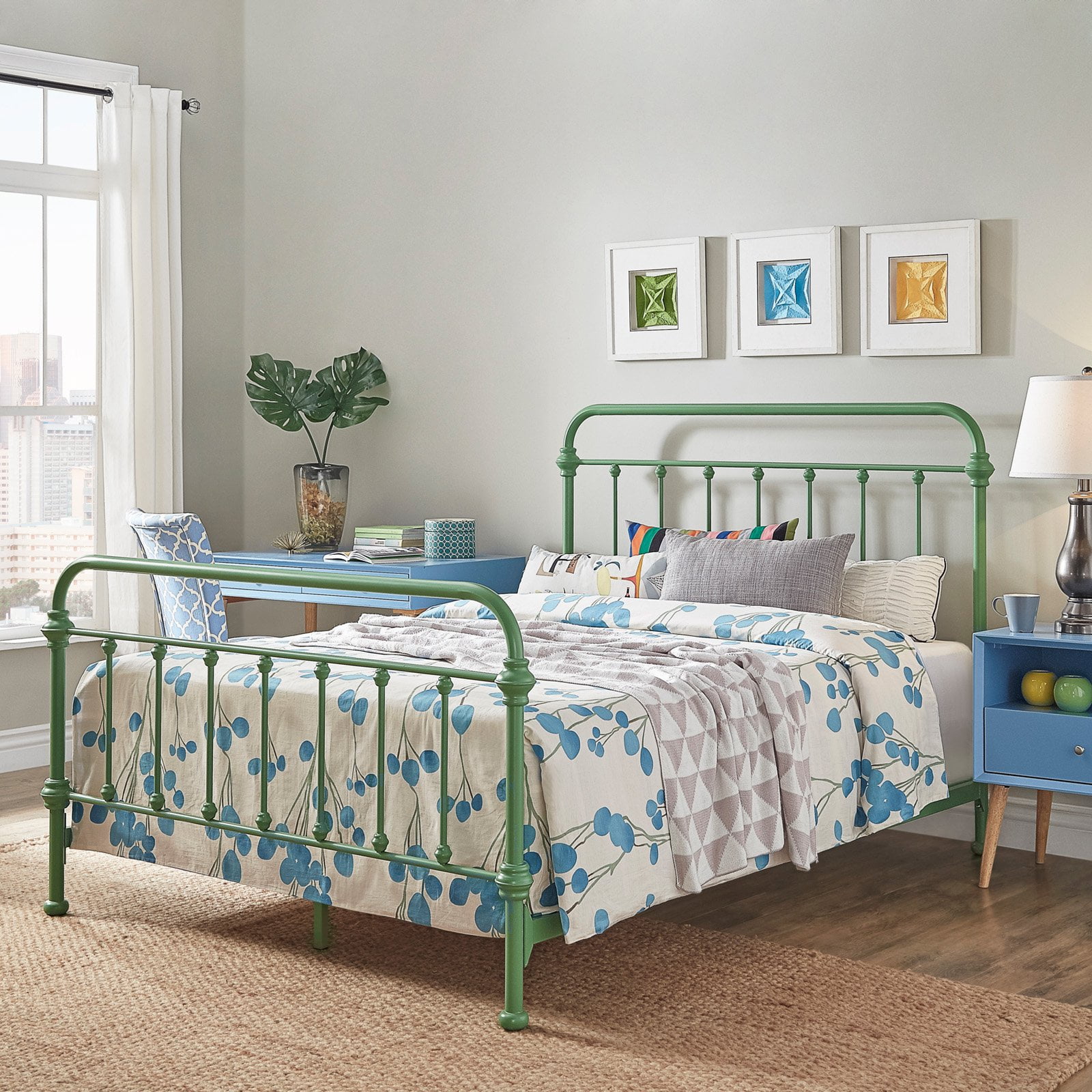 Weston Home Nottingham Metal Queen Bed, Meadow Green ...