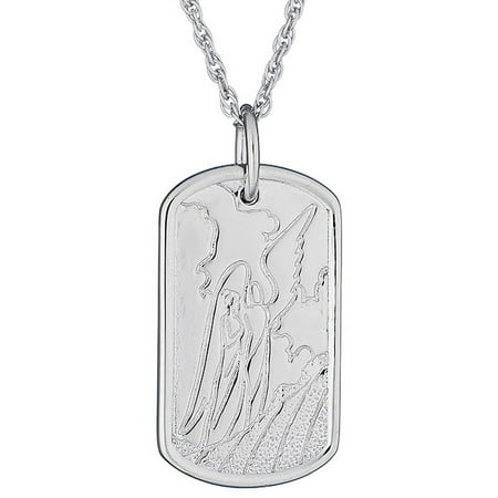 Lavaggi Jewelry Sterling Silver Consolation Inspirational Angel Tag Necklace, 18 Chain, 925 Designer