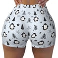 thumbnail image 2 of Picia penguin tree star Printed Workout Shorts for Women Seamless Scrunch Butt Lifting High Waisted Yoga Gym Booty Running Moisture-wicking Short Pants-Small, 2 of 9