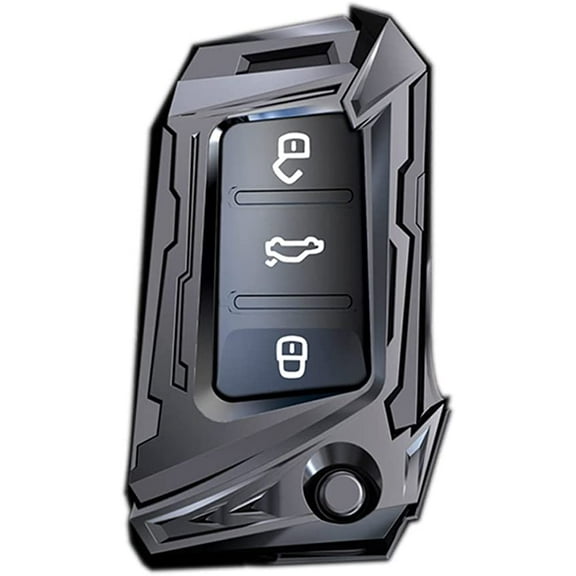 for VW Volkswagen Key Fob Cover, Premium Metal Protector Key Fob Case for VW Jetta Golf Polo MK7 Passat Tiguan Beetle Key Cover With key Chain (Grey)