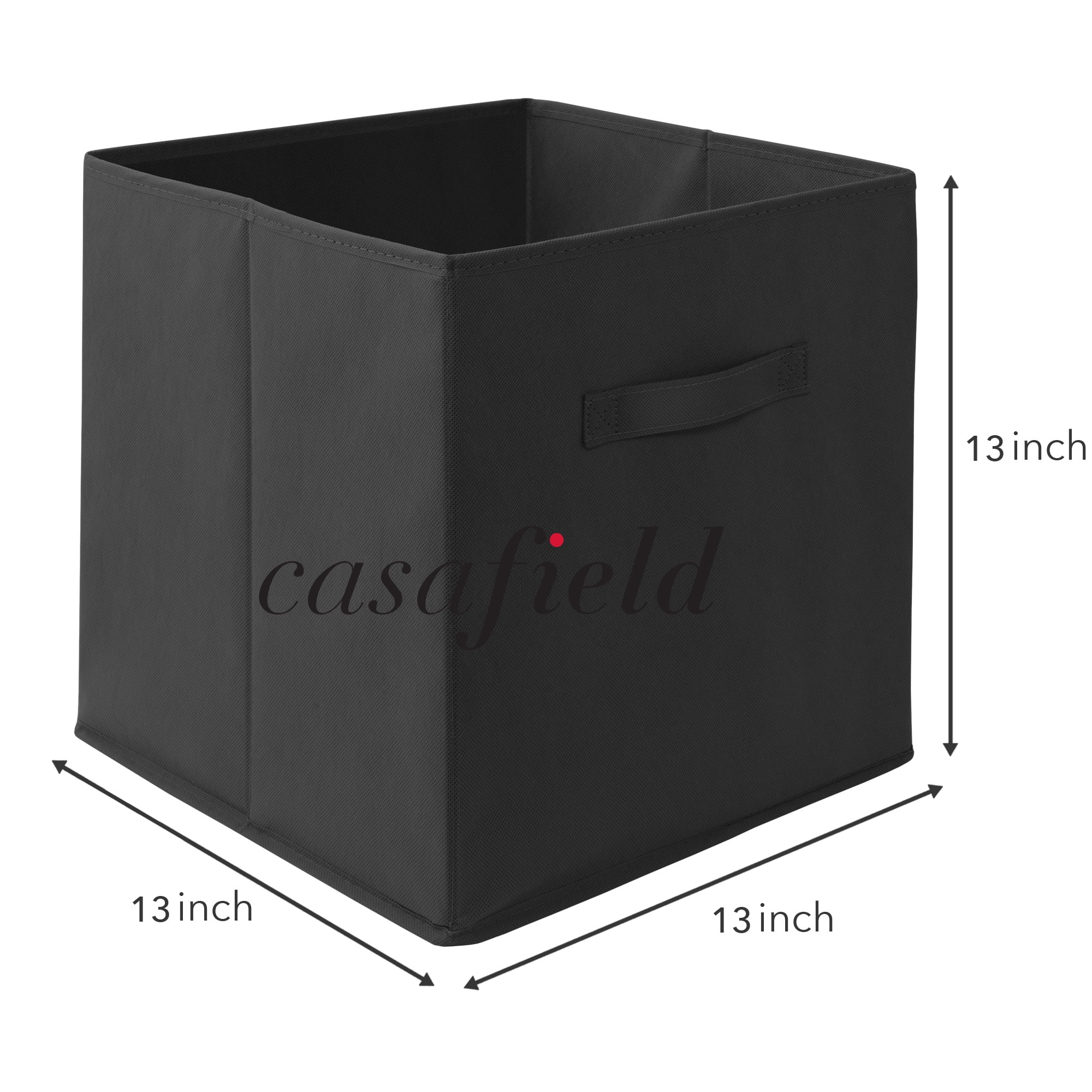 Casafield Set of 12 Fabric Storage Cube Bins, Black - 13" Collapsible Foldable Cloth Baskets for Shelves and Cubby Organizers
