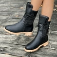 thumbnail image 5 of QQAMB Women's Boots Mid-Calf Non-slip Side Lace Up Anti Slip Platform Low Heels Motorcycle Riding Short Boots, 5 of 8