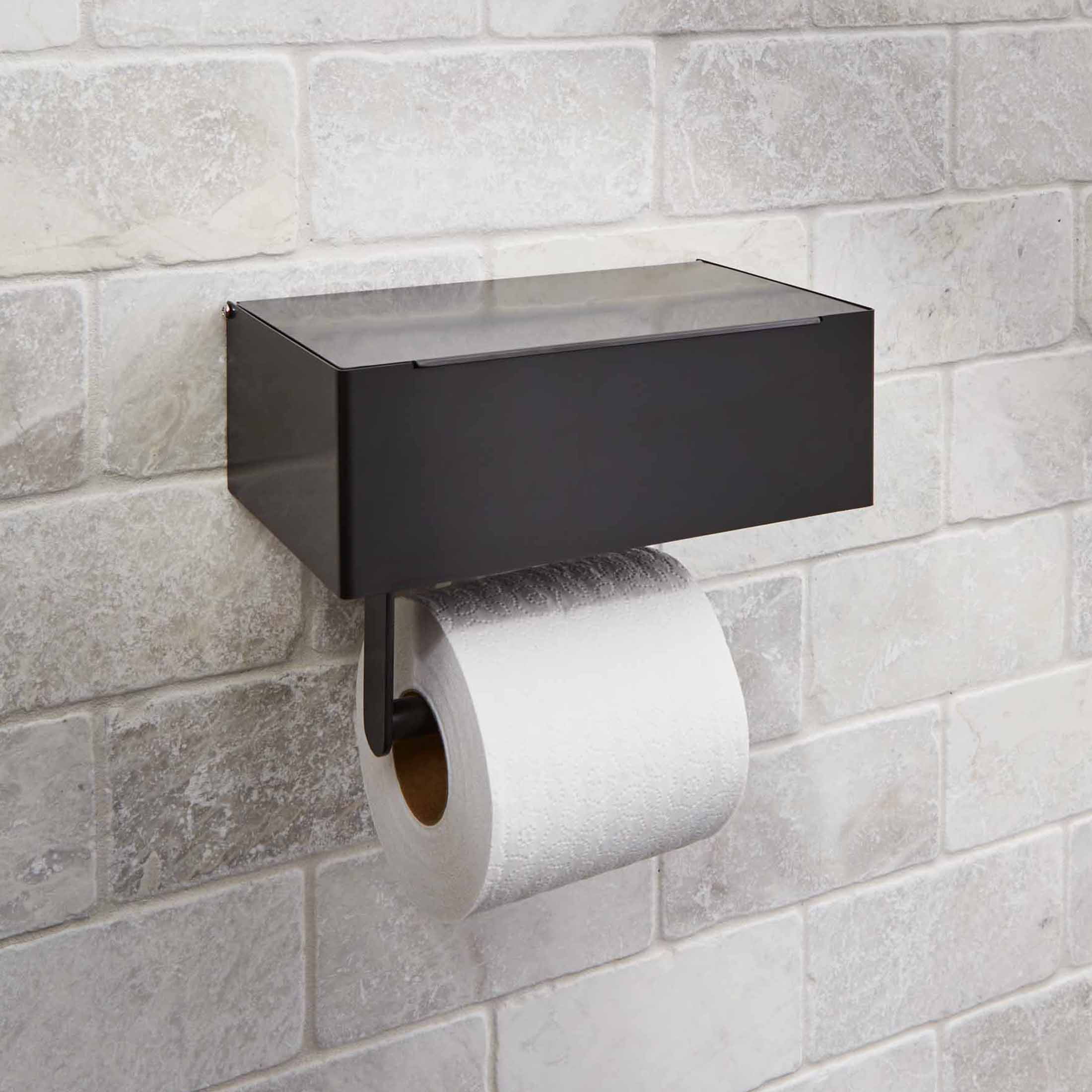 Better Homes & Gardens Toilet Paper Holder with Storage in Matte Black