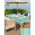 thumbnail image 5 of Outdoor Tablecloth with Umbrella Hole for Patio/Picnic/Party/Camping, Rustic Teal Green Waterproof Table Cloth Rectangle Table Cover Washable, Farmhouse Vertical Striped Art (54"x 80"), 5 of 9