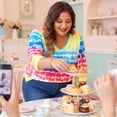 thumbnail image 6 of Agnes Orinda Women's Plus Size Tops Tie Dye Stripes V Neck 3/4 Sleeves Tunic Casual Blouses 6X Rainbow, 6 of 7