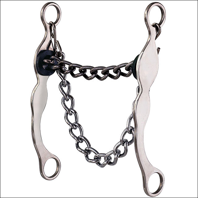 HILASON STAINLESS STEEL ROPING HORSE BIT CHAIN MOUTH W/RUBBER WASHERS