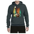 thumbnail image 2 of Trippy California Redwoods Forest Fox Silhouette | Mens Fashion Hooded Sweatshirt Graphic Hoodie, Charcoal, Small, 2 of 4