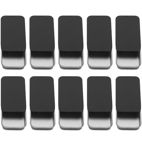 YEAHIBABY 20Pcs Metal Slide Top Tin Containers Black Rectangular Storage Box Organizer for Home Use