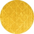 thumbnail image 1 of Ahgly Company Machine Washable Indoor Round Trellis Yellow Modern Area Rugs, 7' Round, 1 of 4