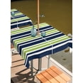 thumbnail image 5 of Outdoor Tablecloth with Umbrella Hole, Navy Blue Green Striped Spillproof Waterproof Outdoor Table Cover, Gradient Horizontal Lines Patio Tablecloths for Party/Garden/Picnic, Square 60"x60", 5 of 7