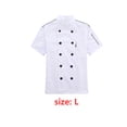 thumbnail image 3 of Chef abrigo manga corta con botones bolsillos cocinero chaqueta de cocción elegante ropa de trabajo desgaste uniforme traje para restaurante hotel cafetería cocina blanco l Eigraketly HA012101-02, 3 of 7