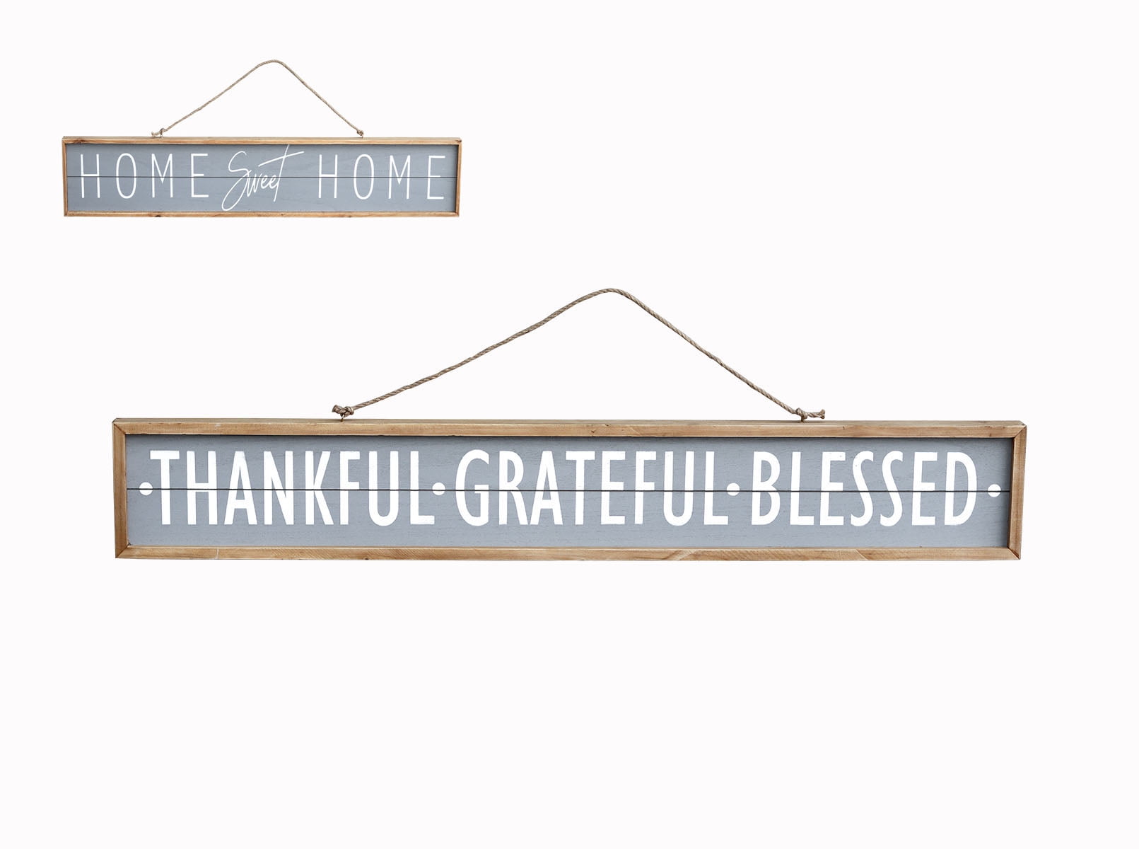 Parisloft Double-Sided Thankful Greatful Blessed Home Sweet Home Farmhouse Wood Wall Sign, Grey, 44.6'L