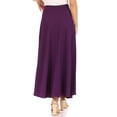 thumbnail image 3 of Women's Casual Solid Flare A-line Long Skirt with Elastic Waistband, 3 of 6