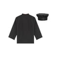 thumbnail image 4 of Raenseen Men's Hotel Restaurant Kitchen Food Service Cooking Work Uniform Set Chef Jacket with Hat Black XL, 4 of 7