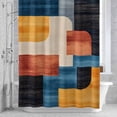 thumbnail image 3 of Abstract Style Shower Curtain for Bathroom Decor, Multi Color Square Block Waterproof Fabric Shower Curtain, 36"x72" Set with 12 Hooks, 3 of 9