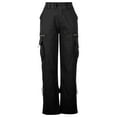 thumbnail image 3 of felwors Womens Relaxed Fit Baggy Cargo Pants Y2K Teen Girls Trendy Low Waist Parachute Pants Wide Leg Trousers Hiking Pants Black, XXXL, 3 of 3