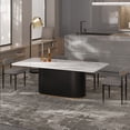 thumbnail image 4 of Morden Fort 71" Dining Table Set for 4, White Marble Top Dining Table with 4 Armless Grey Boucle Chairs for Kitchen, Dining Room, Restaurant, Conference Room, 4 of 7