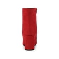 thumbnail image 2 of BLISSFUL STEP Women's Pointy Toe Side Zip Block Heel Ankle Boots Red 5.5, 2 of 7
