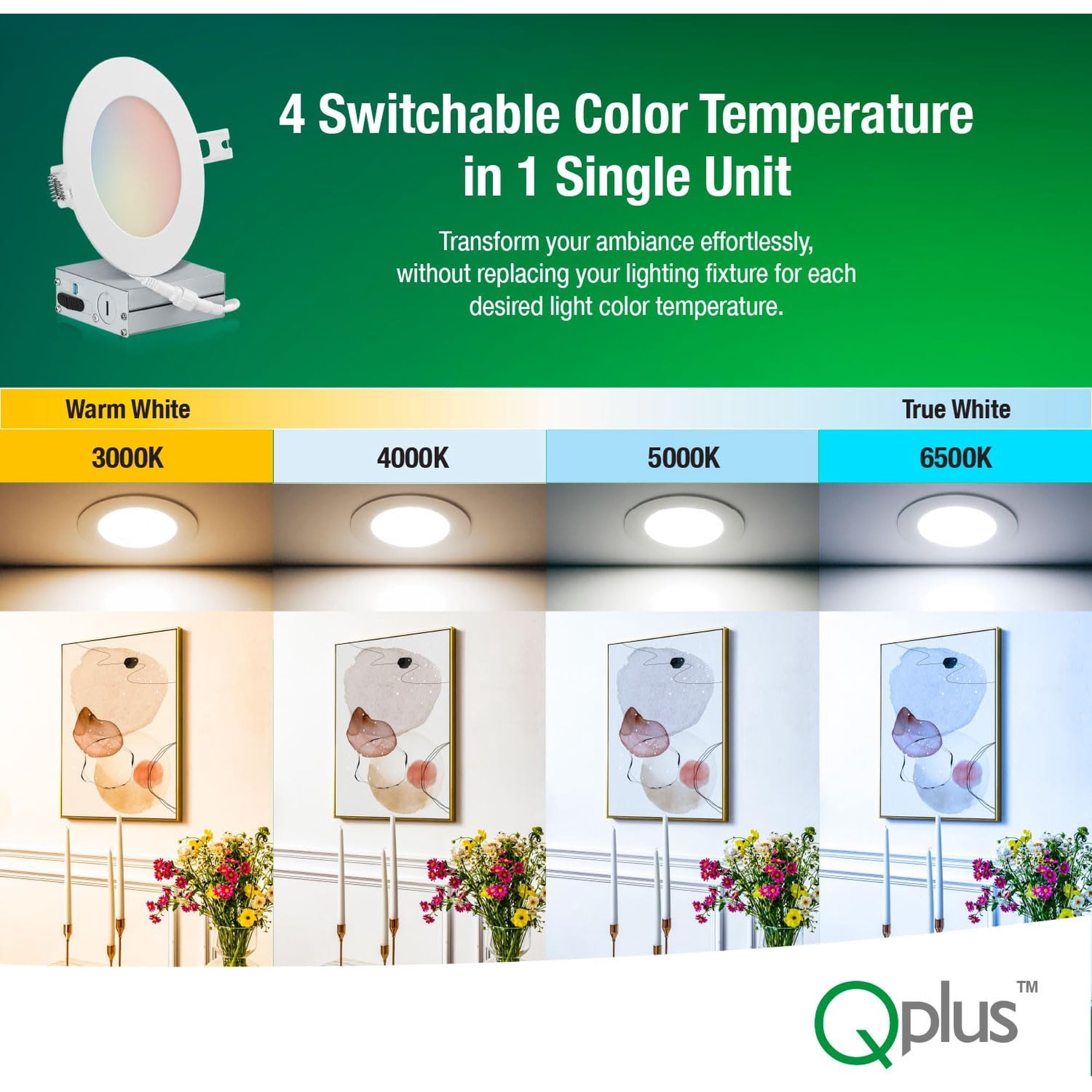 4 Inch Pot Lights Led Recessed Lighting 12 Pack LIGHTRIX 4-Inch ...