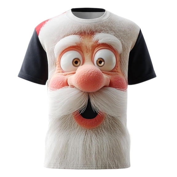 Trendfront Mens Santa Graphic T Shirts Short Sleeve Funny Christmas Character Portrait Crewneck Winter Holiday Novelty Tee Tops