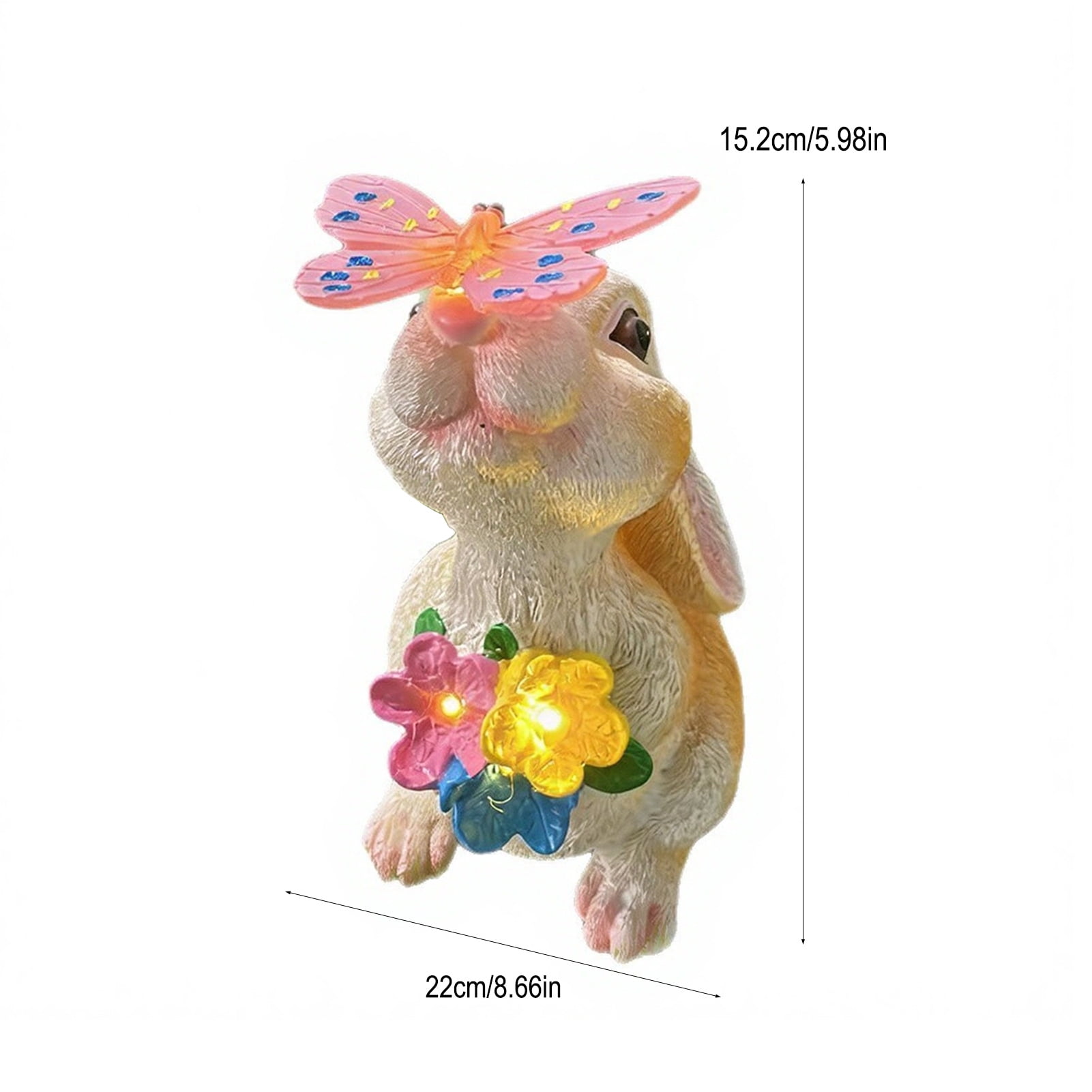 wutoase Bunny Garden Statue, Resin Rabbit Figurine with Butterfly, Waterproof Yard Art for Patio Balcony Lawn House