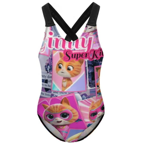 Super Kitti-e Girls Swimwear Cartoon Cross Shoulder Swimsuit Bathing Suits