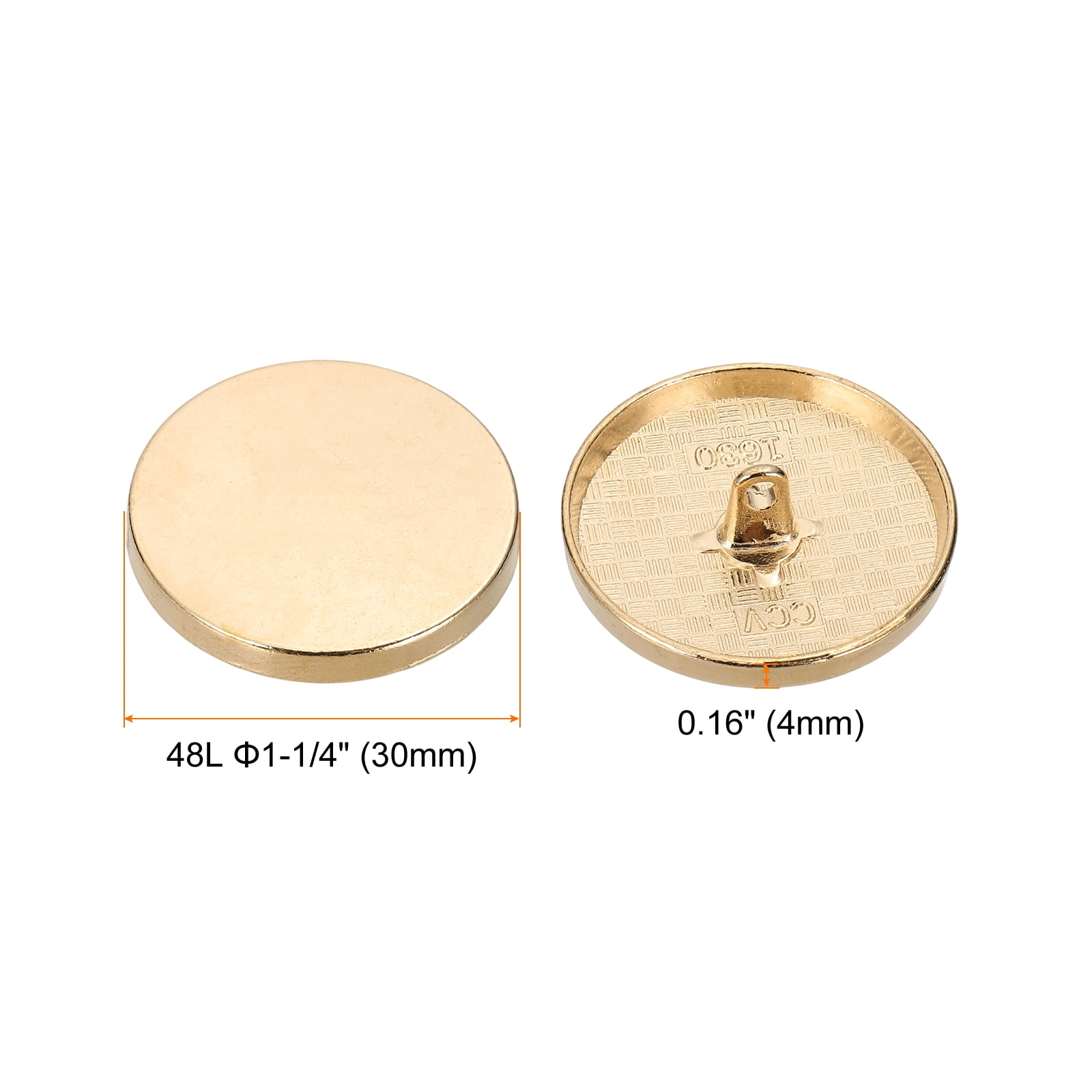 50pcs 48L Metal Round Flat Sewing Buttons 30mm Alloy Shank Craft Replacement Button for Men Women Suit Woolen Coat Shirt Trousers Sewing Crafts, Rose Gold