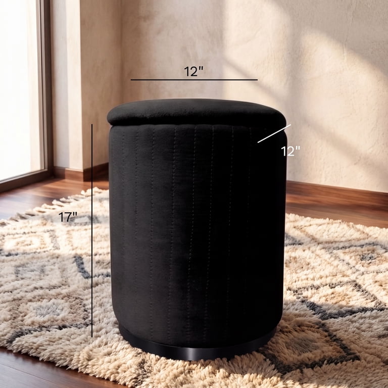 Ember Interiors Makeup Vanity Stool with Storage, Black photo 7
