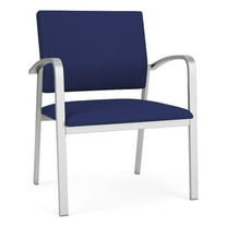 Pemberly Row 18.5" Fabric & Steel Reception Guest Chair in Blue/Silver