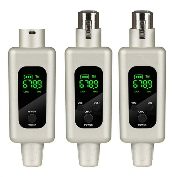 Convertidor de Micrófono Inalámbrico 2.4G, Transmisor UHF, Adaptador Receptor XLR para Micrófono Dinámico con Cable, 48 V, A