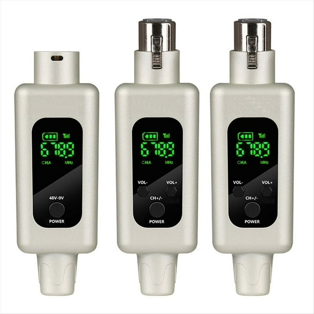 Convertidor de Micrófono Inalámbrico 2.4G, Transmisor UHF, Adaptador Receptor XLR para Micrófono Dinámico con Cable, 48 V, A