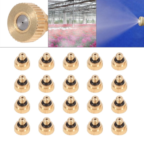 WALFRONT Brass Misting Nozzles for Cooling System (0.4 mm) 10/24 UNC Garden 20pcs,Brass nozzle,Spray nozzle