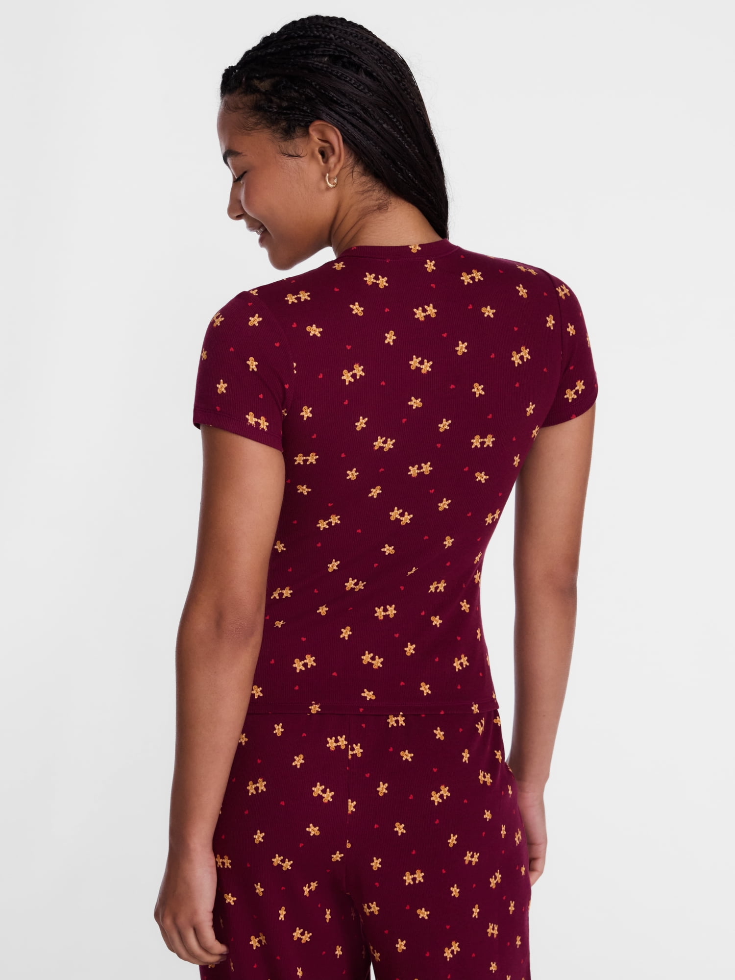 No Boundaries Cotton Stretch Ribbed Tee with Short Sleeves, Women's XS-3XL