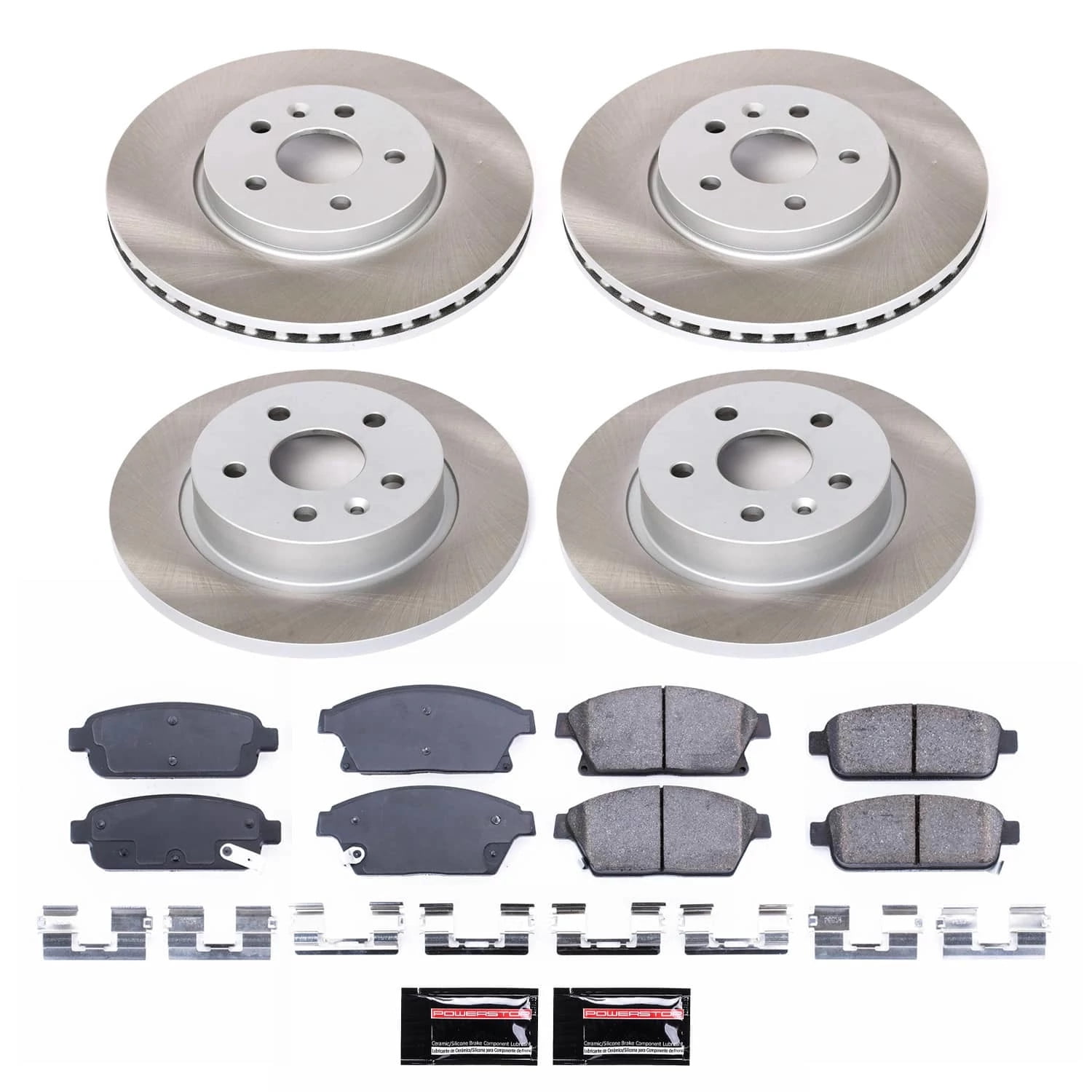 PowerStop Front and Rear Semi-Coated Rotor and Low-Dust Ceramic Brake Pad Kit SC6792