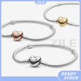 thumbnail image 2 of Pulsera De Hueso De Serpiente Con Hebilla De Corazón Pandora (Plata S925) + Bolsa De Terciopelo, 2 of 4