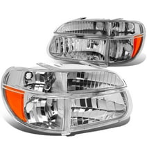 DNA Motoring HL-OH-FEXP954P-CH-AM For 1995 to 2001 Ford Explorer 97 Mercury Mountaineer Pair Chrome Housing Amber Corner Headlight Headlamp 96 97 98 99 00 Left + Right
