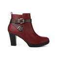 thumbnail image 2 of BLISSFUL STEP Platform Block Heel Buckle Ankle Boots for Women Burgundy 9.5, 2 of 8