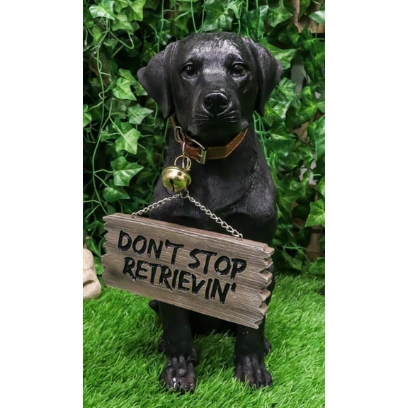 Ebros Labrador Retriever Statue 13.25" H Dog with Jingle Collar & Greeting Sign