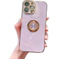 thumbnail image 2 of Case for iPhone 11 Ring Holder Case with Diamond Shiny Plating Rose Gold Edge Built-in 360 Rotation Magnetic Kickstand for Women Girls Slim Soft TPU Protective Cover Case 6.1 Inch, Purple, 2 of 9